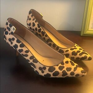 Tory Burch Leopard Cheetah Fur Kitten Heel Pumps Shoes Heels Animal Print - 11